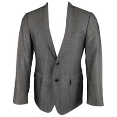 John Varvatos Men's Dark Gray Solid Wool / Linen Textured Sport Coat