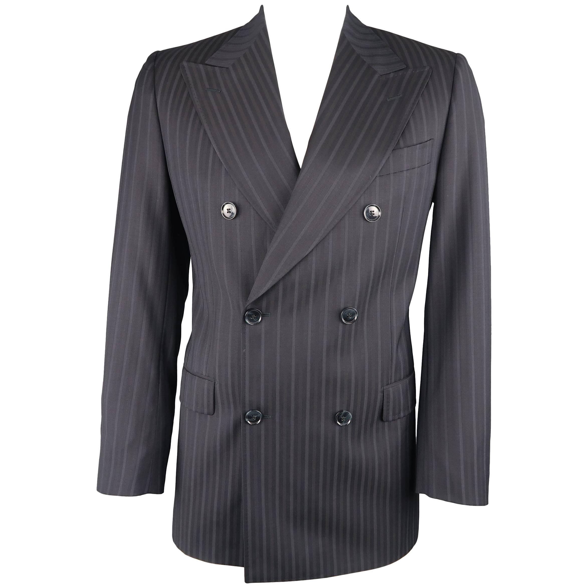 Dolce & Gabbana Men's Black Stripe Wool Double Breasted Sport Coat