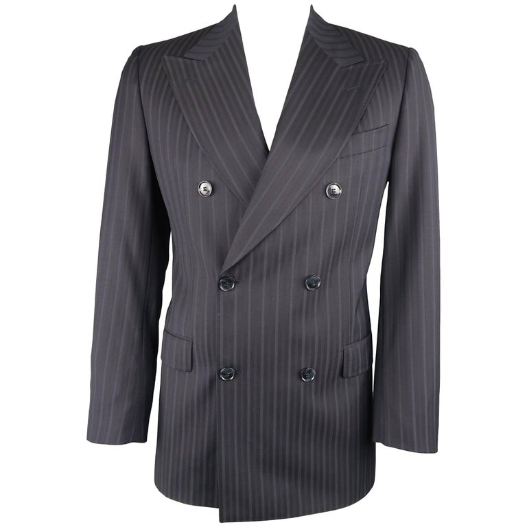 Dolce and Gabbana Men's Black Stripe Wool Double Breasted Sport Coat ...
