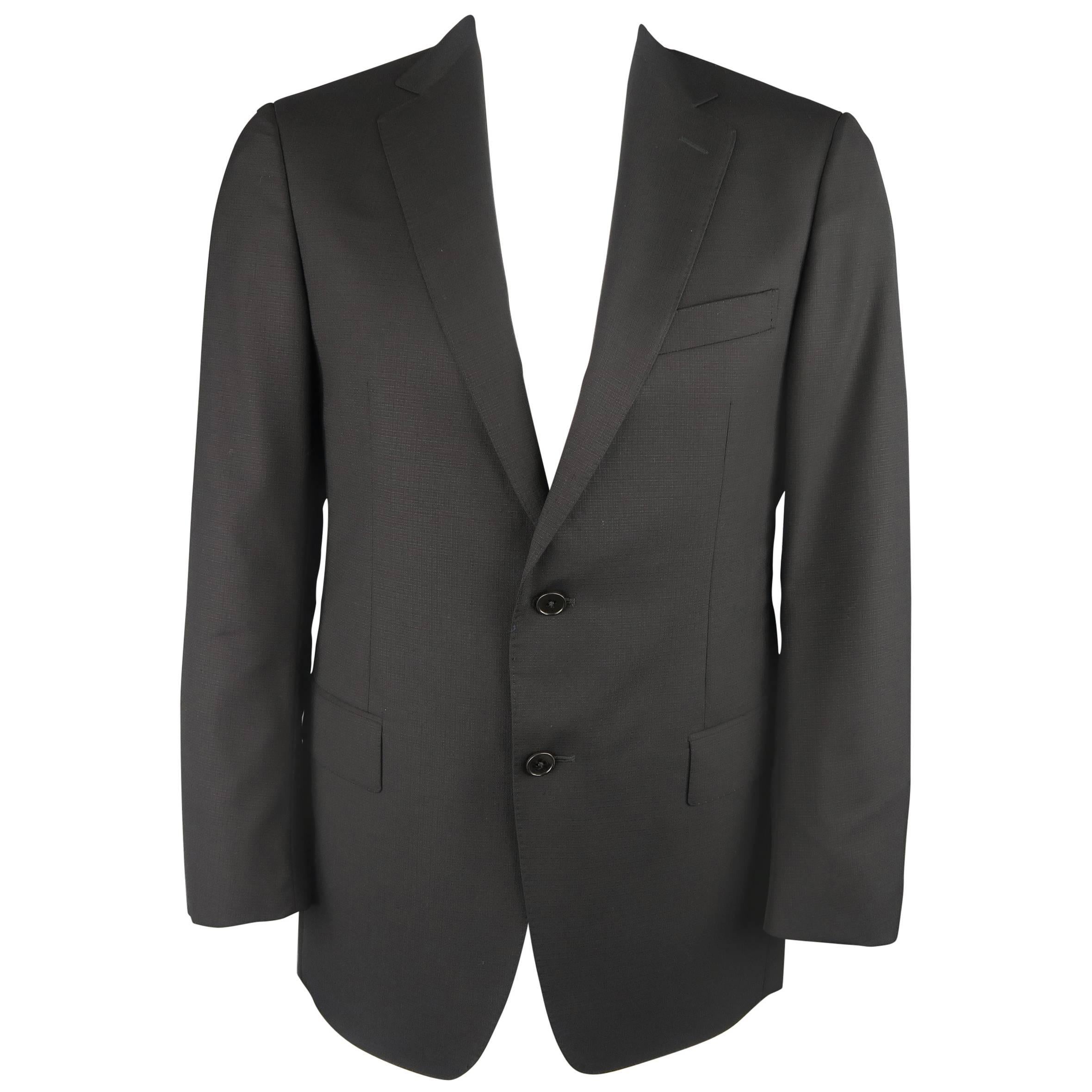 ERMENEGILDO ZEGNA 40 Regular Black Window Pane Textured Wool Sport Coat Jacket