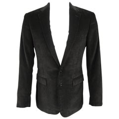 RALPH LAUREN 38 Black Corduroy Notch Lapel Sport Coat Jacket