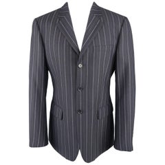 VERSUS by GIANNI VERSACE 40 Navy Pinstripe Wool Sport Coat Jacket