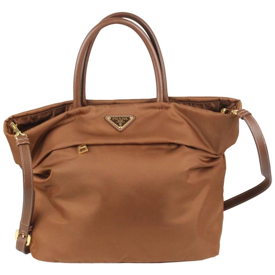 Prada Brown Tessuto Tote Handbag with Shoulder Strap BN2531