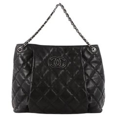Chanel Double Stitch Hampton Shoulder Bag Quilted Calfskin Large