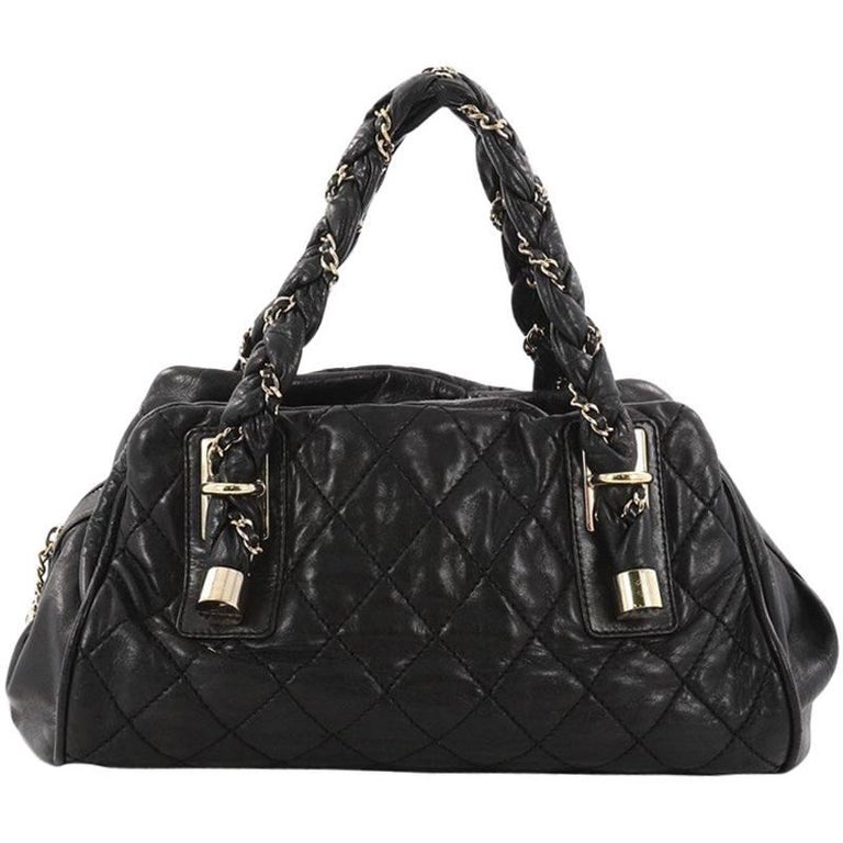 Chanel Lady Braid Bowler Bag Quilted Distressed Lambskin Large at 1stDibs