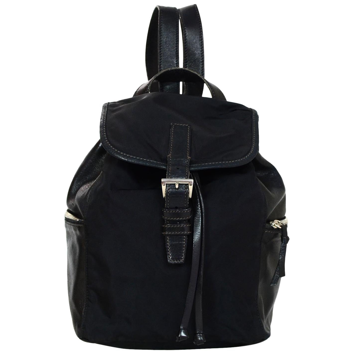 Prada Black Nylon and Leather Backpack Bag For Sale at 1stDibs | prada ...