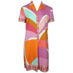 Emilio Pucci Multi Color Cotton Short Sleeve Shirt Dress 