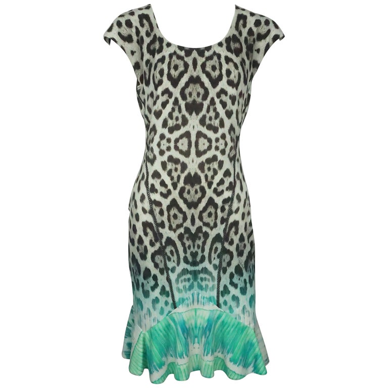 Roberto Cavalli Earthone And Green Animal Print Sleeveless Dress Roberto Cavalli Earthone And Green Animal Print Sleeveless Dress 42 For