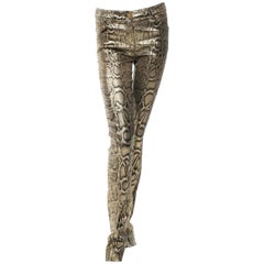 New Roberto Cavalli Lurex Snakeskin Print Pants Size 42