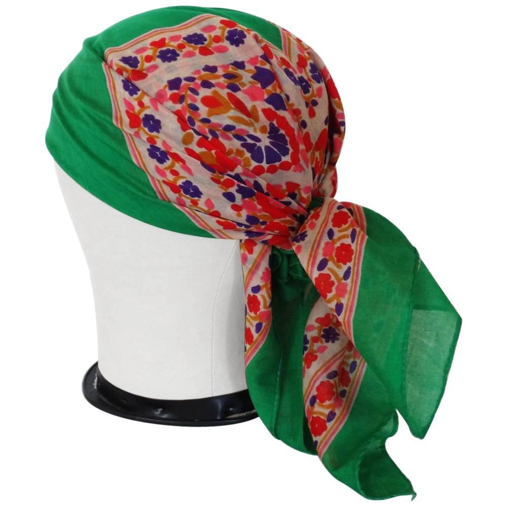 1970s Yves Saint Laurent Floral Cotton Scarf