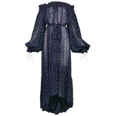 Yves Saint Laurent Vintage Polka Dot Peasant Dress, 1970s 