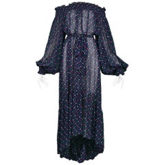 Yves Saint Laurent Vintage Polka Dot Peasant Dress, 1970s