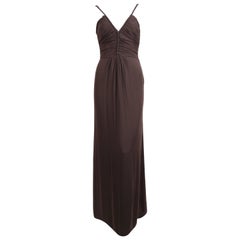 1990's GIORGIO ARMANI dark-brown silk gown with braided straps