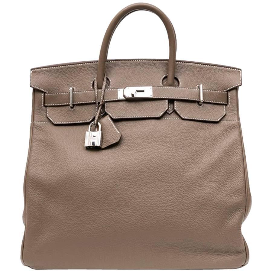 HERMES HAC 50 Cognac Tan Brown Veau Epsom Men's Women's Travel Hardware  Tote Bag For Sale at 1stDibs