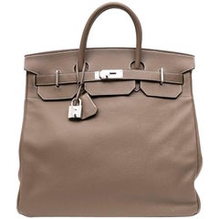 HERMES Birkin 50 HAC en cuir grainé Etoupe