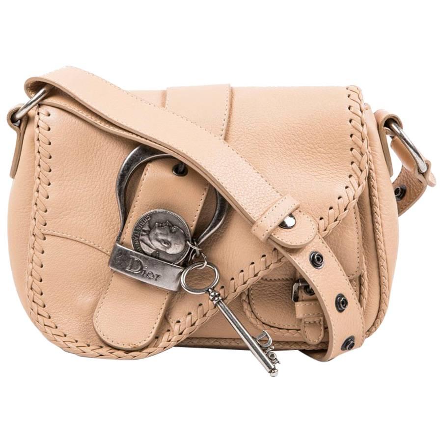 DIOR 'Saddle' Bag in Beige Leather