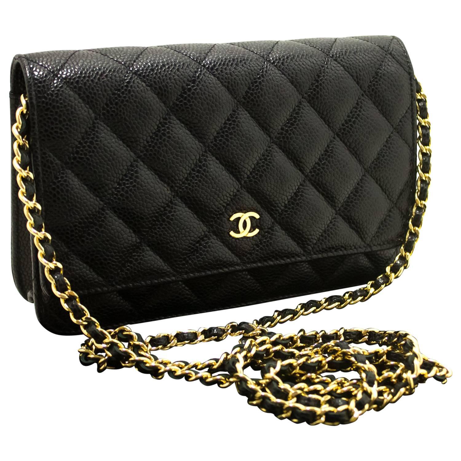 Chanel Caviar Wallet On Chain WOC Black Shoulder Crossbody Bag  