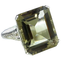 Green Gold Quartz in Sterling Silver Ring