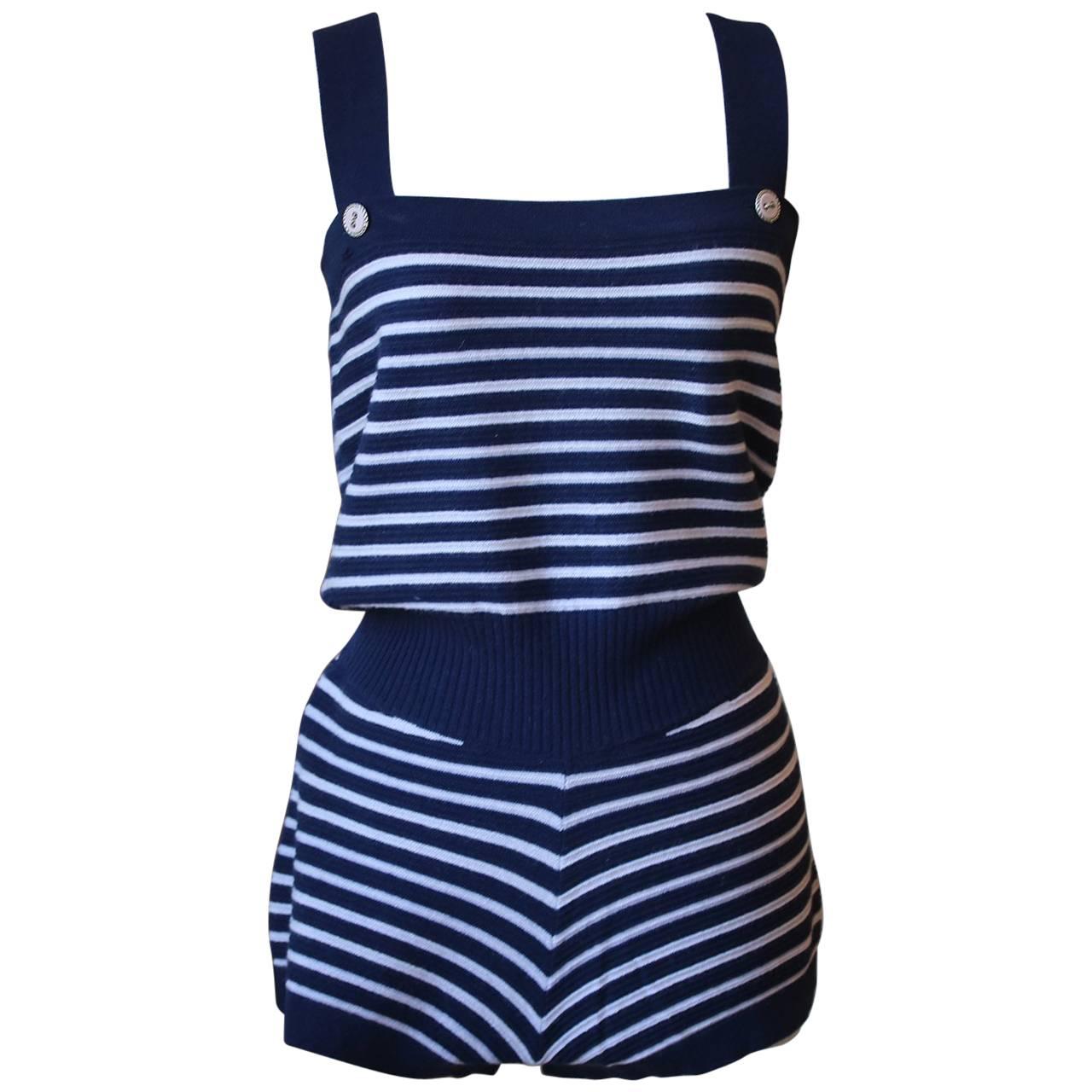 Chanel Stripe Cashmere Knitted Playsuit