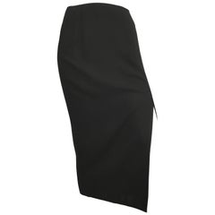 Donna Karan 1990s Black Wool Long Skirt Made in Italy Size 6.