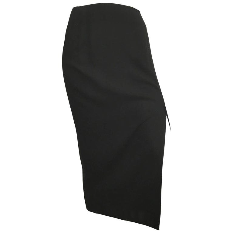 Donna Karan 1990s Black Wool Long Skirt Made in Italy Size 6. For Sale ...