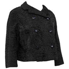Vintage 1950s Christian Dior Black Broadtail Cropped Jacket