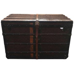 LOUIS VUITTON Antique Steamer Trunk with Orange Green Stripe c1900
