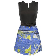 PROENZA SCHOULER Size 6 Black & Blue A Line Skirt Cocktail Dress