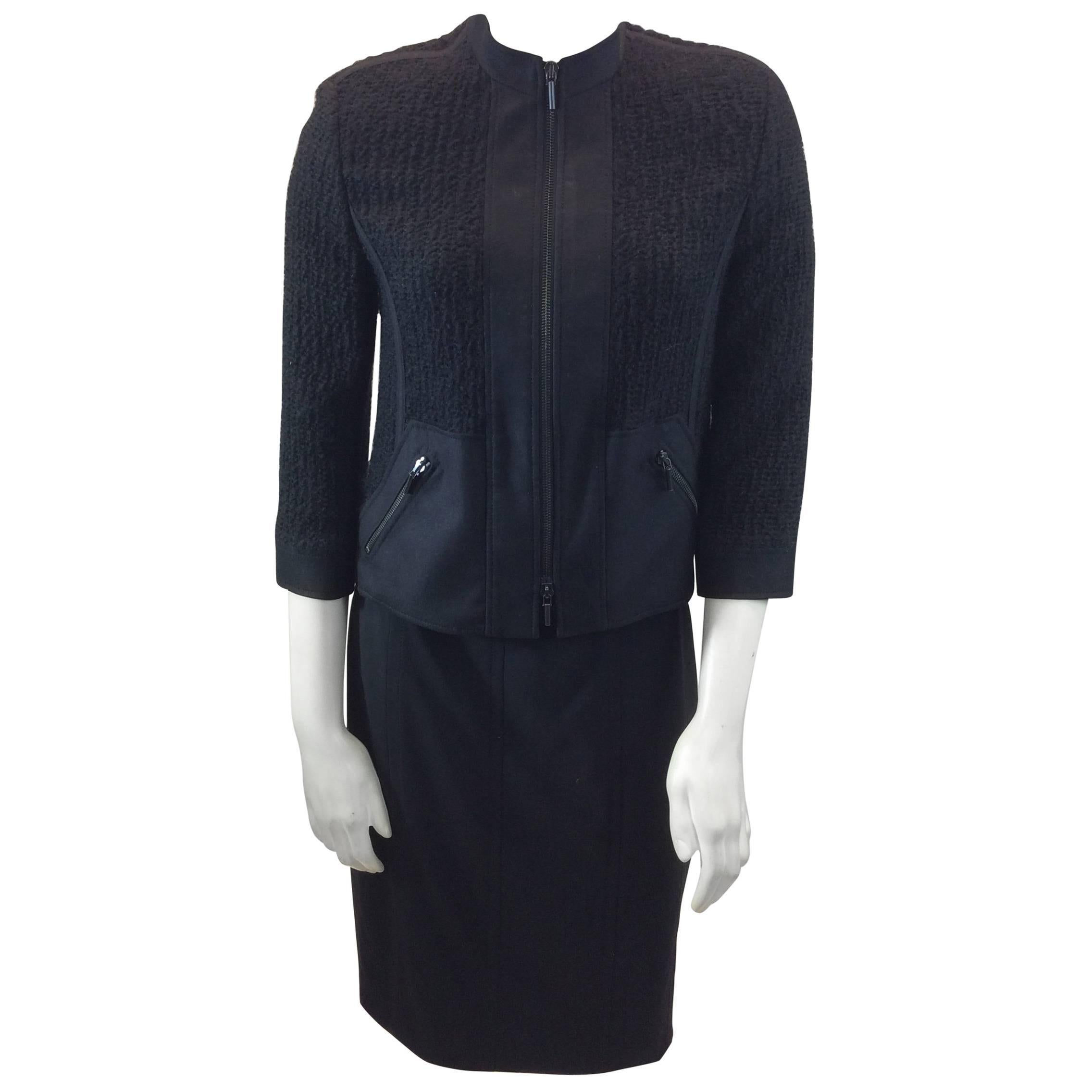 Akris Black Wool Two Piece Skirt Suit  For Sale