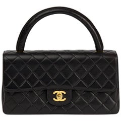 1997 Chanel Black Quilted Lambskin Vintage Medium Classic Kelly Flap