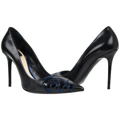 Christian Dior Shoe Black Pump Rose Applique Detail 39.5 / 9.5