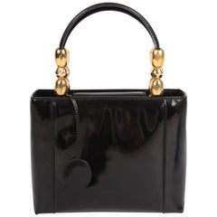Christian Dior Vintage Lady Dior Patent Leather Bag - black