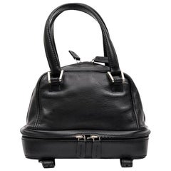 Mini LAGERFELD Bowling Bag in Black Leather