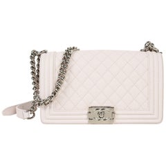 Chanel Tasche Weiß / Nude Gesteppt Kaviar Medium