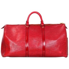 Louis Vuitton Vintage Red Epi Leather Keepall 50 Bag