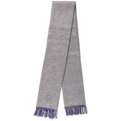 Hermes Reversible Gray Blue Cashmere Men's Women's Suit Scarf