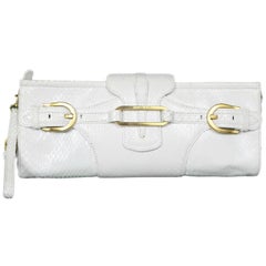 Jimmy Choo White Python Snakeskin Tulita Clutch Bag