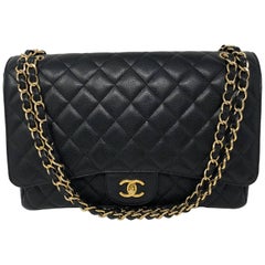Chanel Black Caviar Leather Maxi Bag 