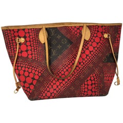 Used Yayoi Kusama Red Polka Dot Waves Neverfull MM