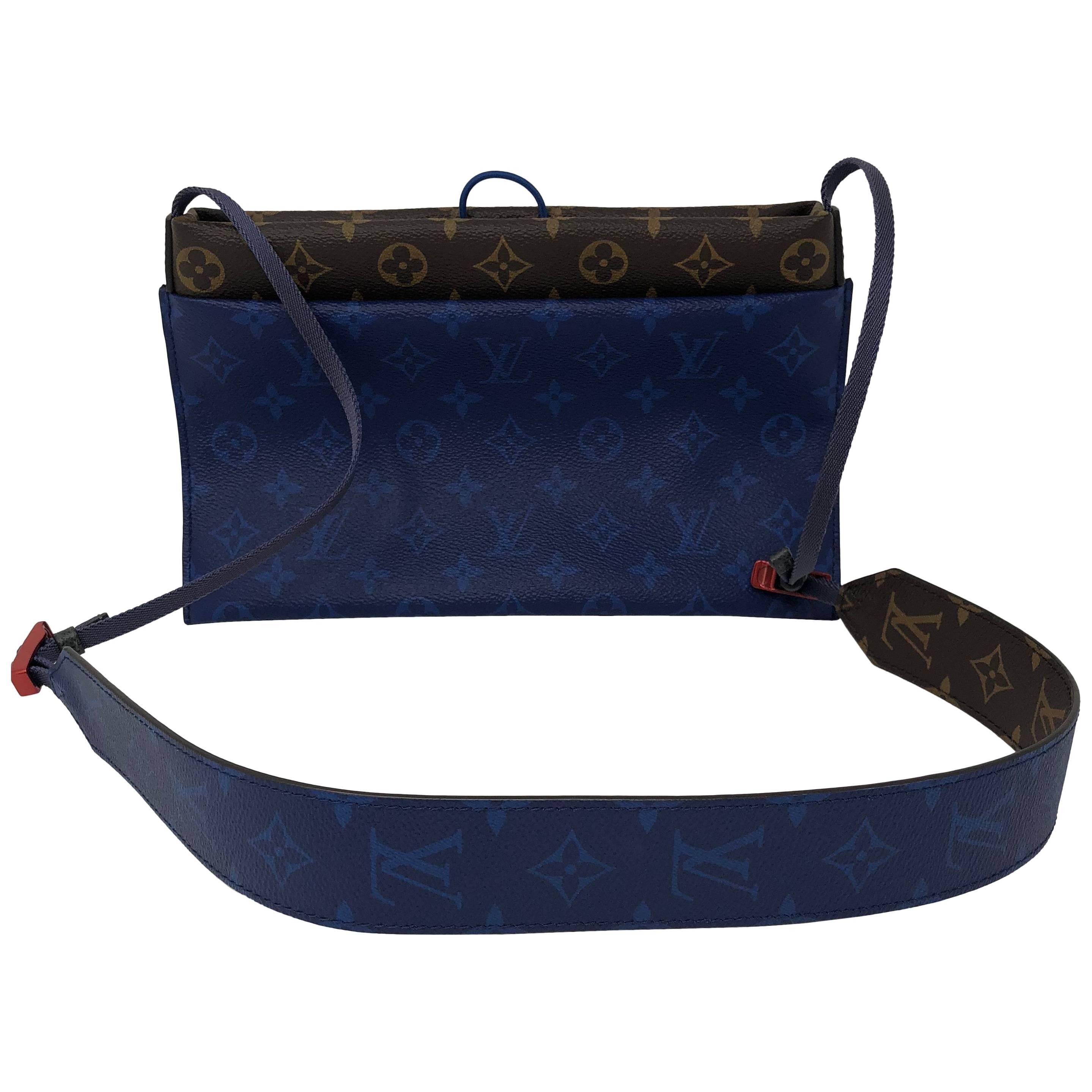 Louis Vuitton Pouch Outdoor Monogram Pacific Small Brown/Blue in Canvas  with Red - US