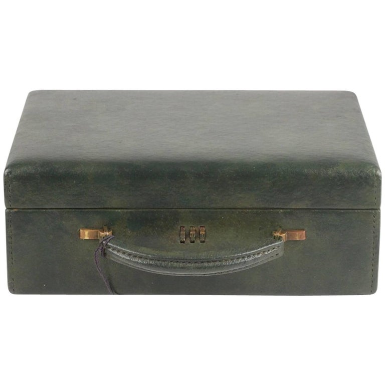 Gucci Vintage Green Leather Travel Jewelry Case Bag For Sale at 1stDibs