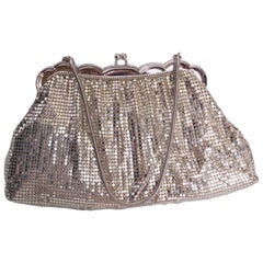 A Vintage 1930s Silver mesh metal evening bag by Whiting and Davis