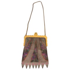 A vintage 1920s chainmail hand painted Art Deco Bag by Whiting & Davis