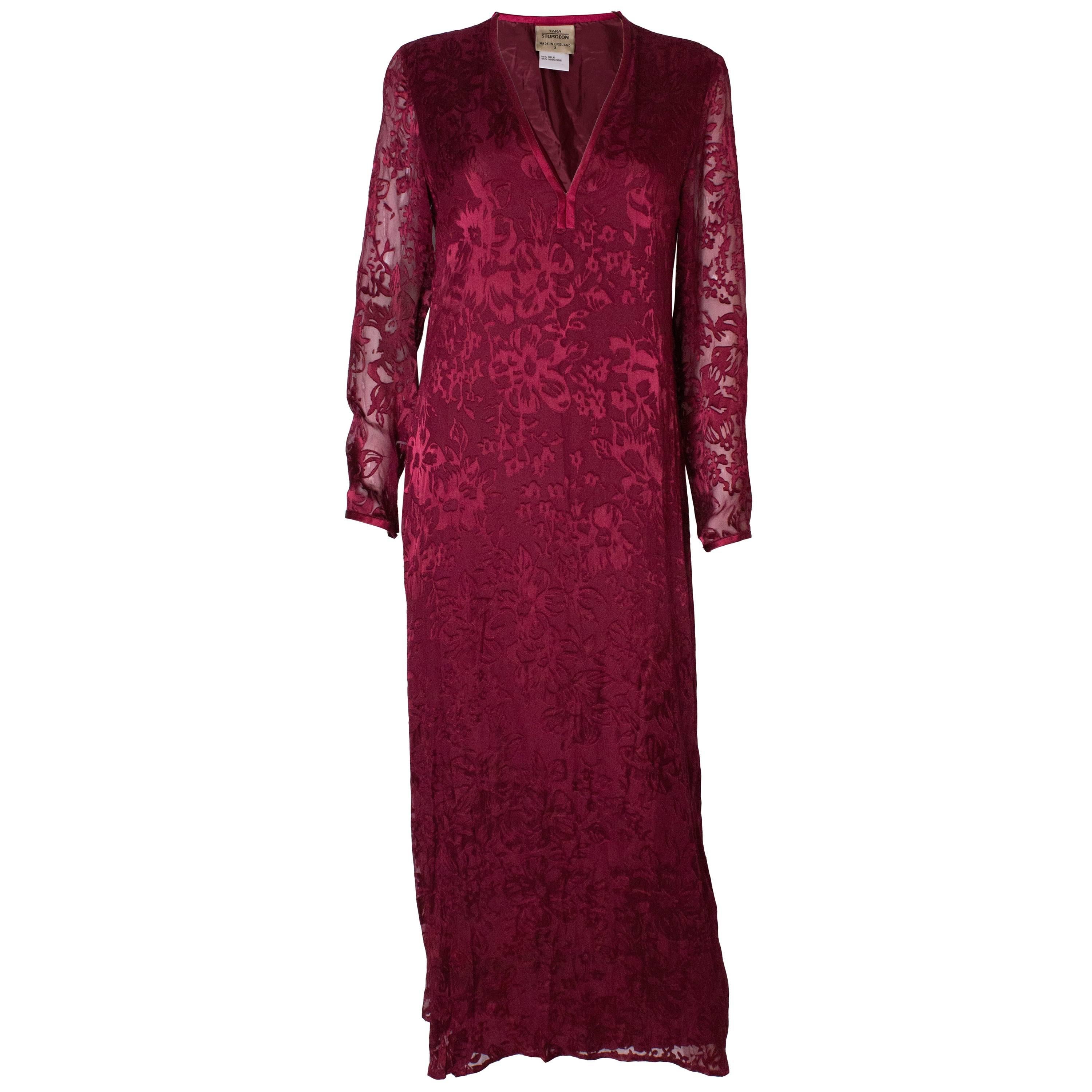 Caftan/robe devore vintage par Sara Sturgeon. en vente