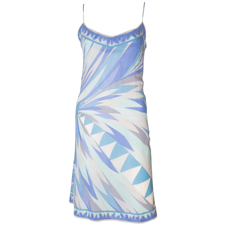 A 2000s Emilio Pucci silk slinky summer Dress in pale blues at 1stDibs