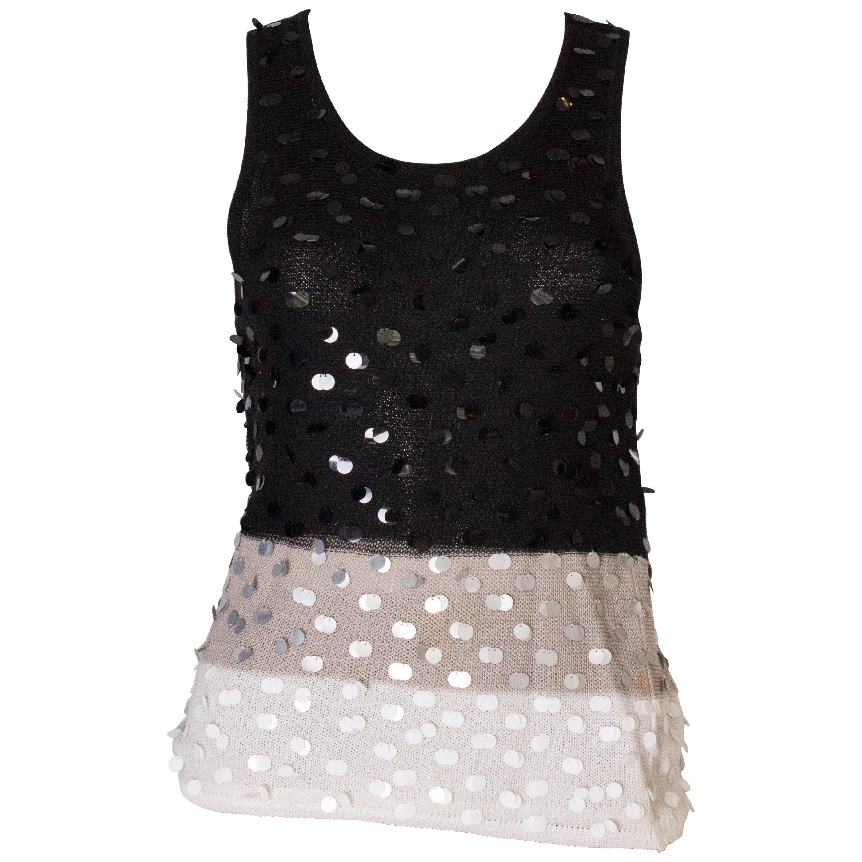 A 1990s Vintage Sonia Rykiel knitted and Beaded Tank Top For Sale at 1stDibs