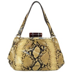 Miu Miu Tan Embossed Snakeskin Frame Bag