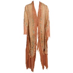 Koos van den Akker Lace Trimmed Chiffon Shawl with Fringe