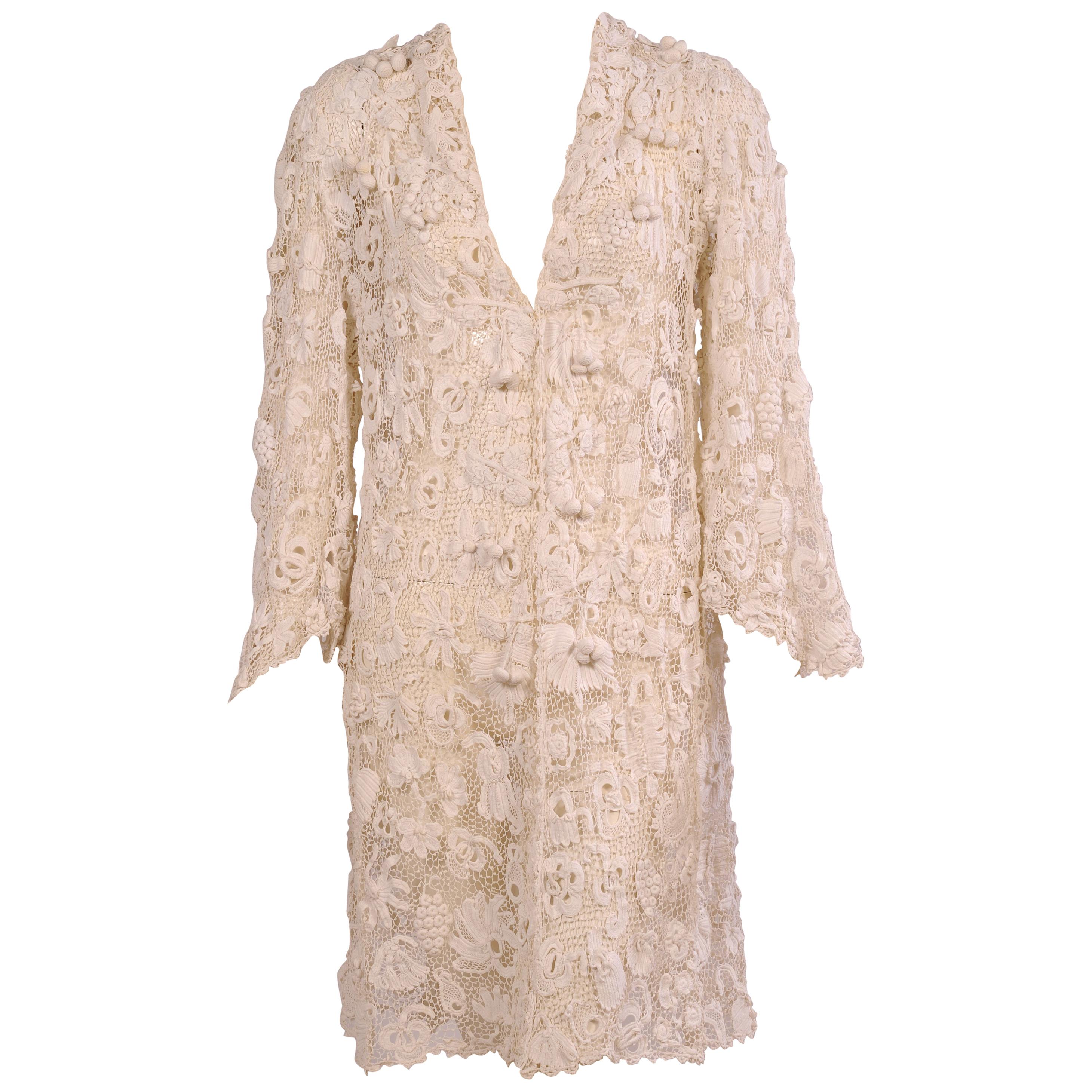 Irish Completely Hand Made Lace Coat, Circa 1910 at 1stDibs