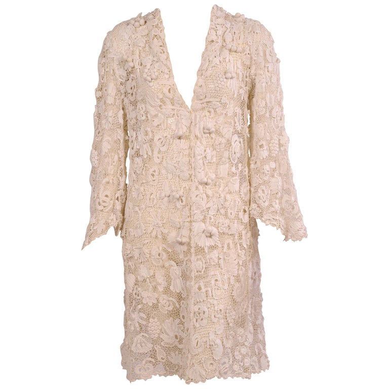 Irish Completely Hand Made Lace Coat, Circa 1910 at 1stDibs